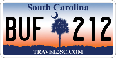 SC license plate BUF212