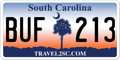 SC license plate BUF213