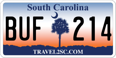 SC license plate BUF214