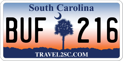 SC license plate BUF216