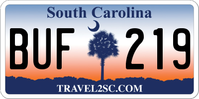 SC license plate BUF219
