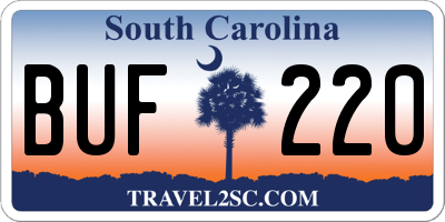 SC license plate BUF220