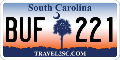 SC license plate BUF221
