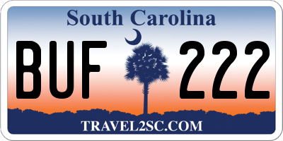 SC license plate BUF222
