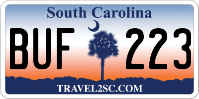 SC license plate BUF223