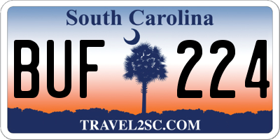SC license plate BUF224