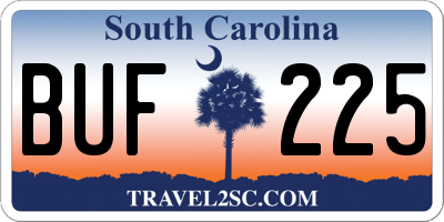 SC license plate BUF225