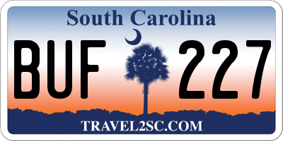 SC license plate BUF227