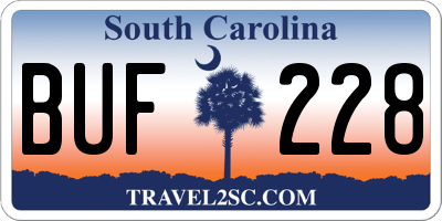 SC license plate BUF228