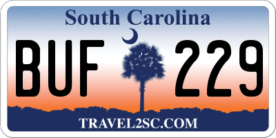 SC license plate BUF229