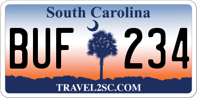 SC license plate BUF234