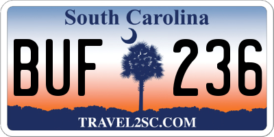 SC license plate BUF236