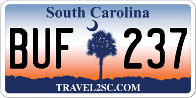 SC license plate BUF237