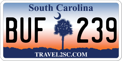 SC license plate BUF239
