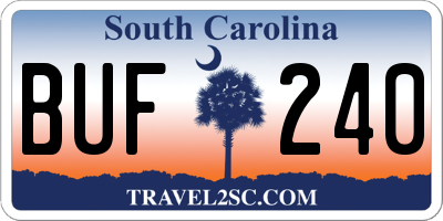 SC license plate BUF240