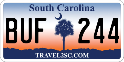 SC license plate BUF244