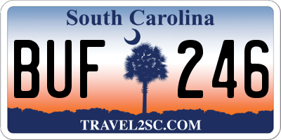 SC license plate BUF246