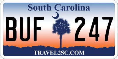 SC license plate BUF247