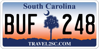 SC license plate BUF248