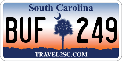 SC license plate BUF249