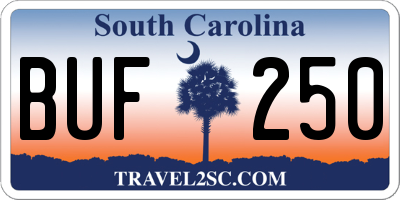 SC license plate BUF250