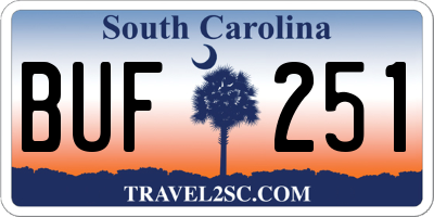 SC license plate BUF251