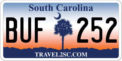 SC license plate BUF252