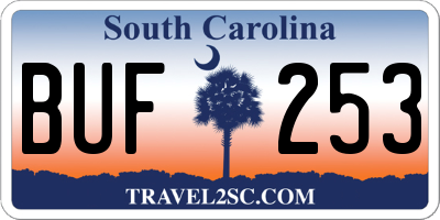SC license plate BUF253