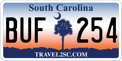 SC license plate BUF254