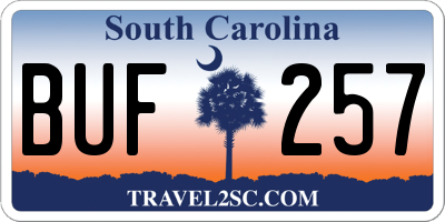 SC license plate BUF257