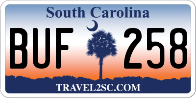 SC license plate BUF258