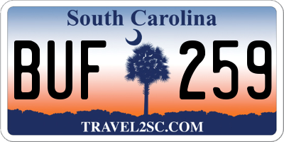 SC license plate BUF259