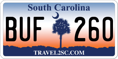 SC license plate BUF260