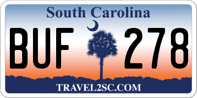 SC license plate BUF278