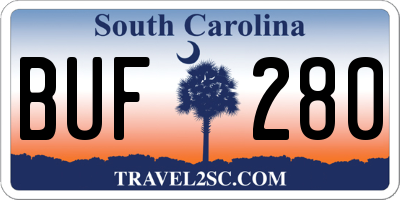 SC license plate BUF280
