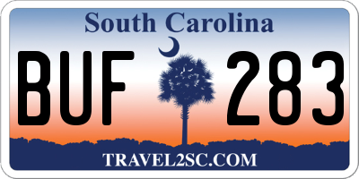 SC license plate BUF283