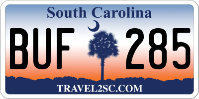 SC license plate BUF285