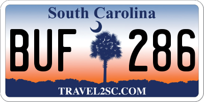 SC license plate BUF286