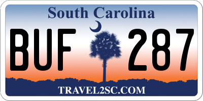 SC license plate BUF287