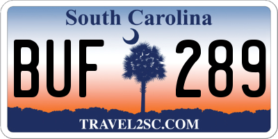 SC license plate BUF289