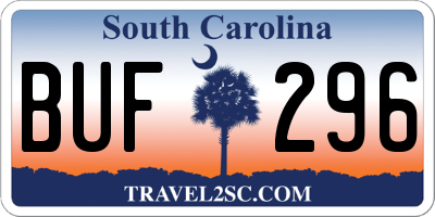 SC license plate BUF296