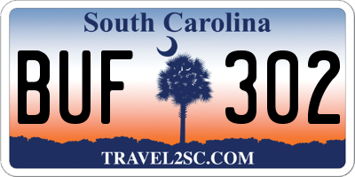 SC license plate BUF302