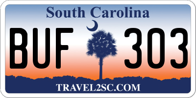SC license plate BUF303