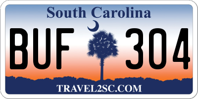 SC license plate BUF304