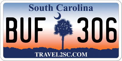 SC license plate BUF306