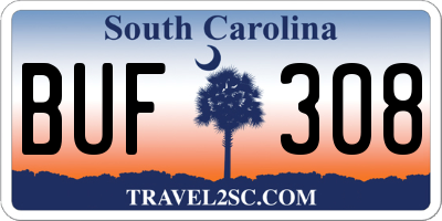 SC license plate BUF308