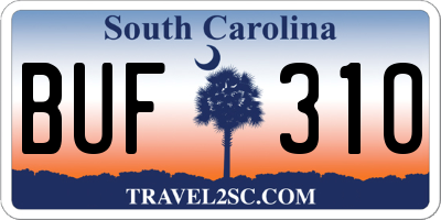 SC license plate BUF310