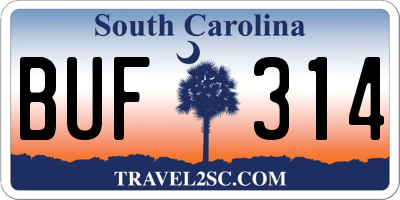 SC license plate BUF314