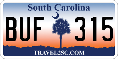 SC license plate BUF315