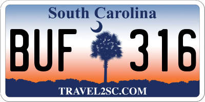 SC license plate BUF316